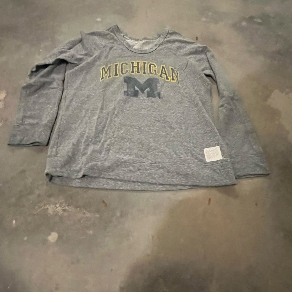 Original Retro Brand Michigan Long Sleeve Gray Tee